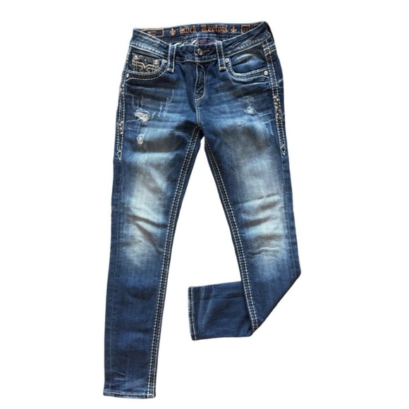 Rock Revival Denim - ROCK REVIVAL 💎 Isella Low Rise Skinny Jeans Size 27 Crystal Pocket ✨👖